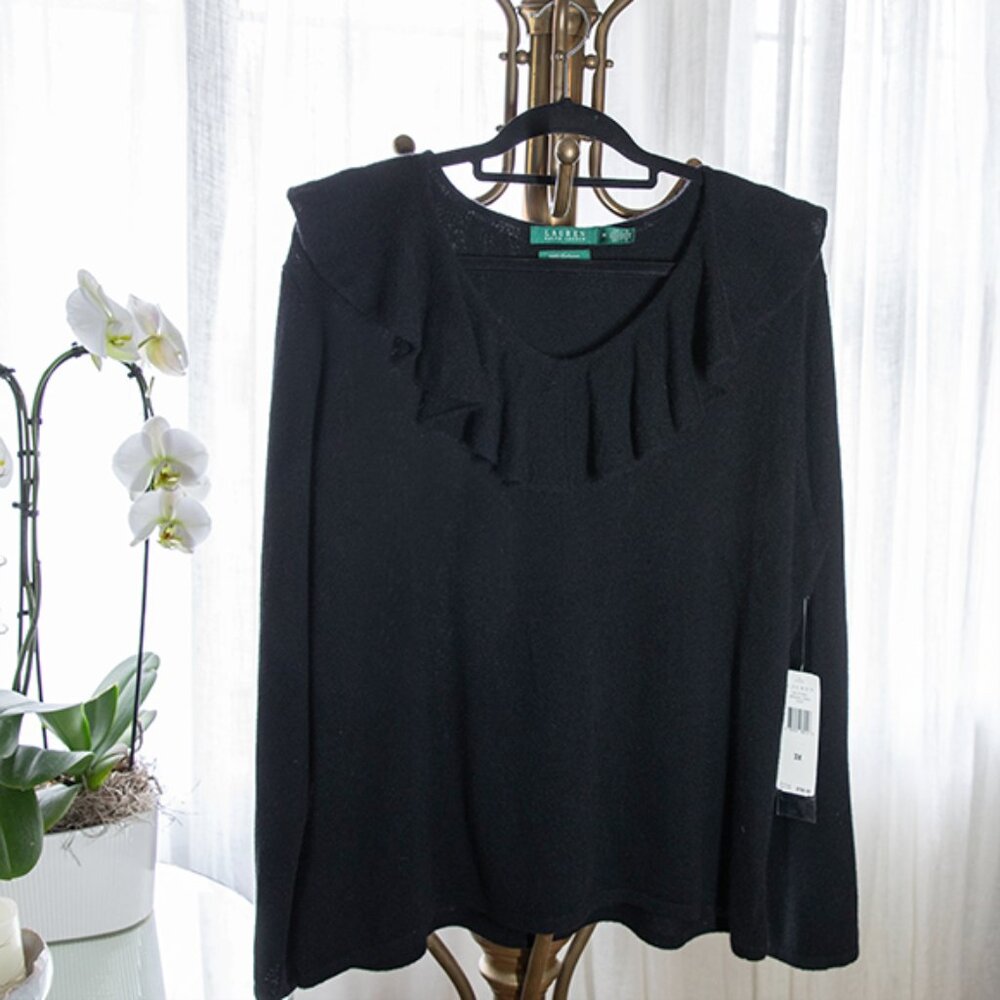 RALPH LAUREN 100% CASHMERE SWEATER size 3X - Black